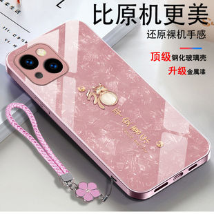 适用苹果17promax手机壳新款iPhone16pro平安喜乐15高级感14金属漆玻璃13福龙男女12max挂绳防摔11保护套x