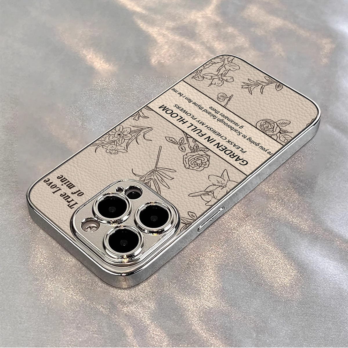 适用苹果电镀古董白线条花