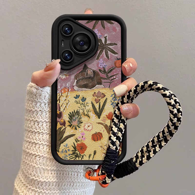 适用华为pura硅胶油画睡觉猫咪