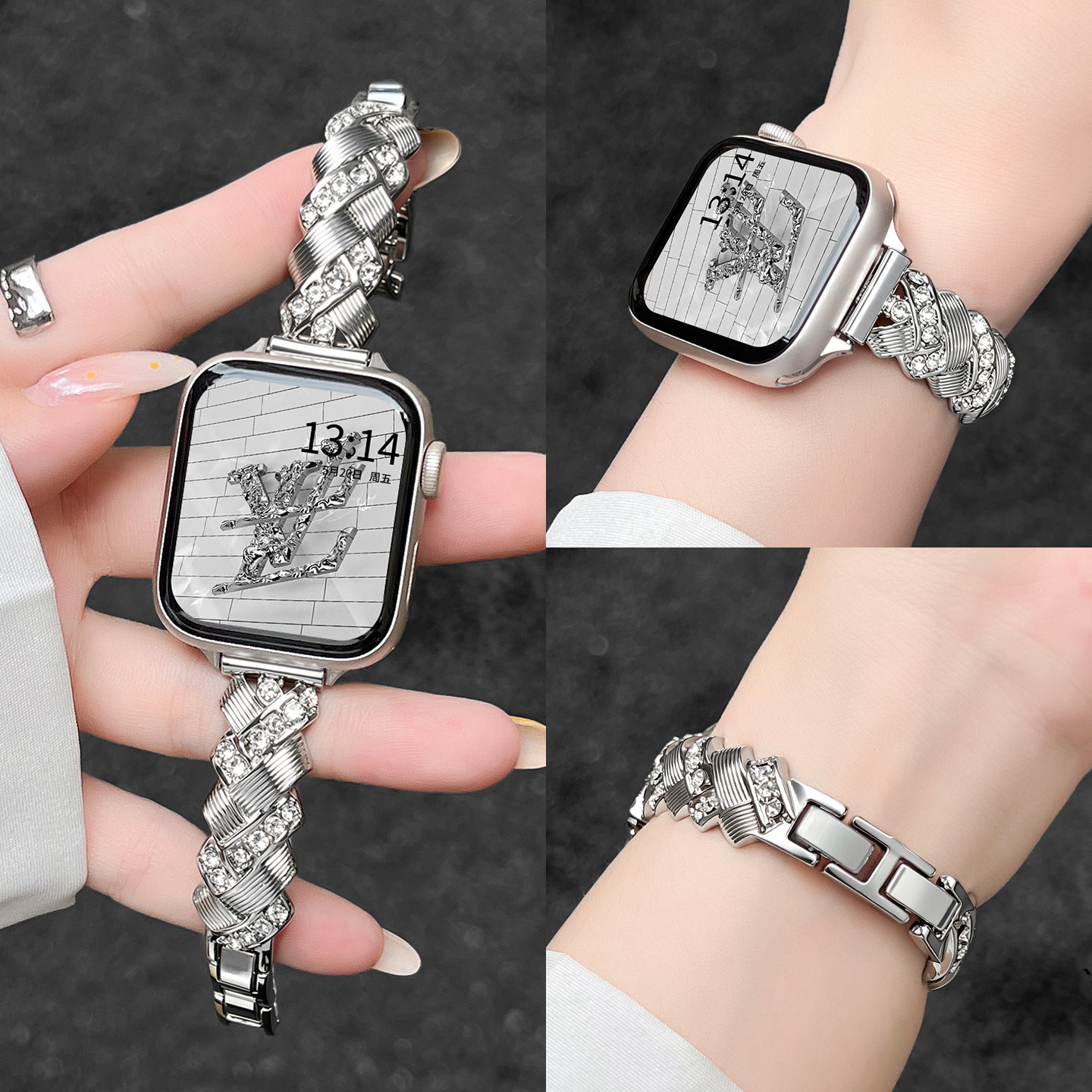 适合iwatchs12手表带applewatchs11苹果智能新品10代女款高端搭配气质手链款9设计感8女士高级感韩系se3金属