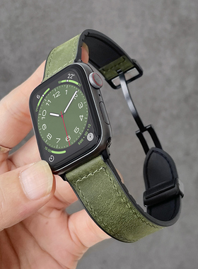适用iwatch手表带applewatch s7/s8表带新款高级感iphonewatchse苹果手表watch6/5/4/3/se皮表带真皮男女生s9