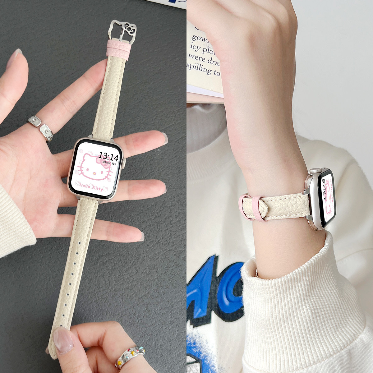 学长家新款荔枝纹扣表带女生秋冬