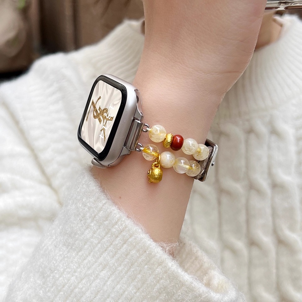 学长家秋冬新款串珠真皮手表带