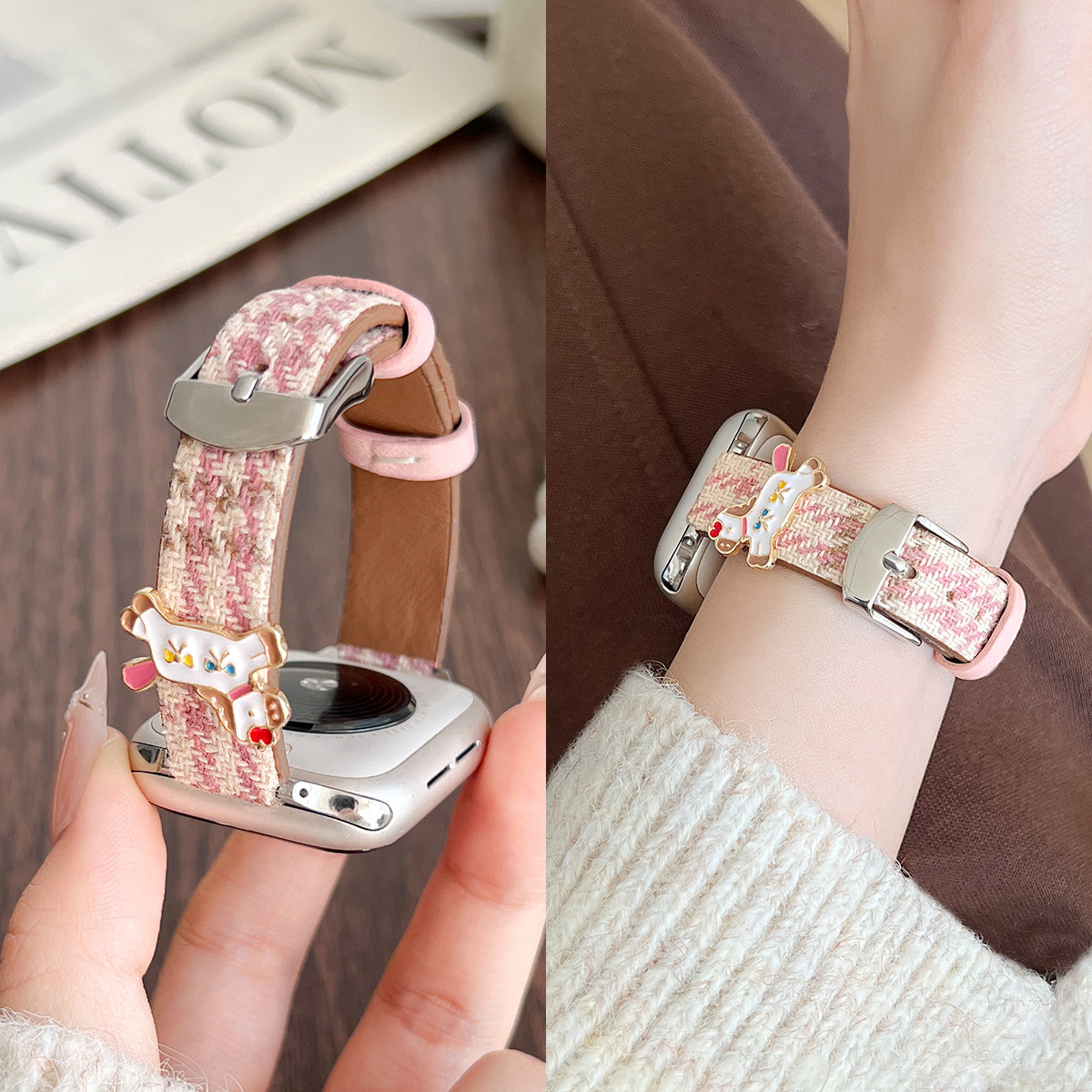 适用iwatchs11手表带创意毛呢applewatchs10韩系新品皮质s9苹果智能运动表链se8腕带质感高级感7女款专用秋冬,智能设备,智能手表手环表带/腕带,淘宝优惠券,粉丝福利购,淘宝优惠卷