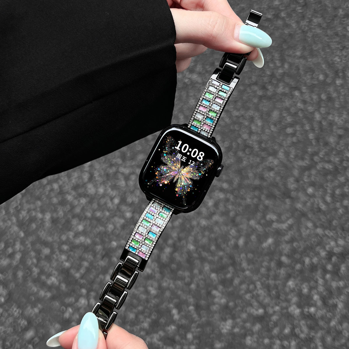 适合iwatchs11手表带链applewatchs10新品苹果9女款高端智能表链8女生高级感搭配手链款7超好看金属se3设计感