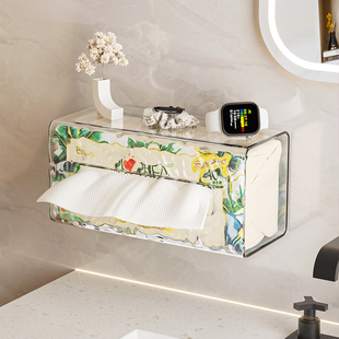 洗脸巾收纳盒壁挂纸巾盒倒挂式简约厨房浴室卫生间悬挂湿巾抽纸盒