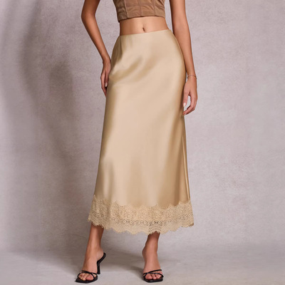 性感蕾丝拼接高腰半身裙Sexy lace patchwork high waisted skirt