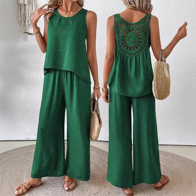后背镂空T恤长裤套装Back hollowed out T-shirt and pants set