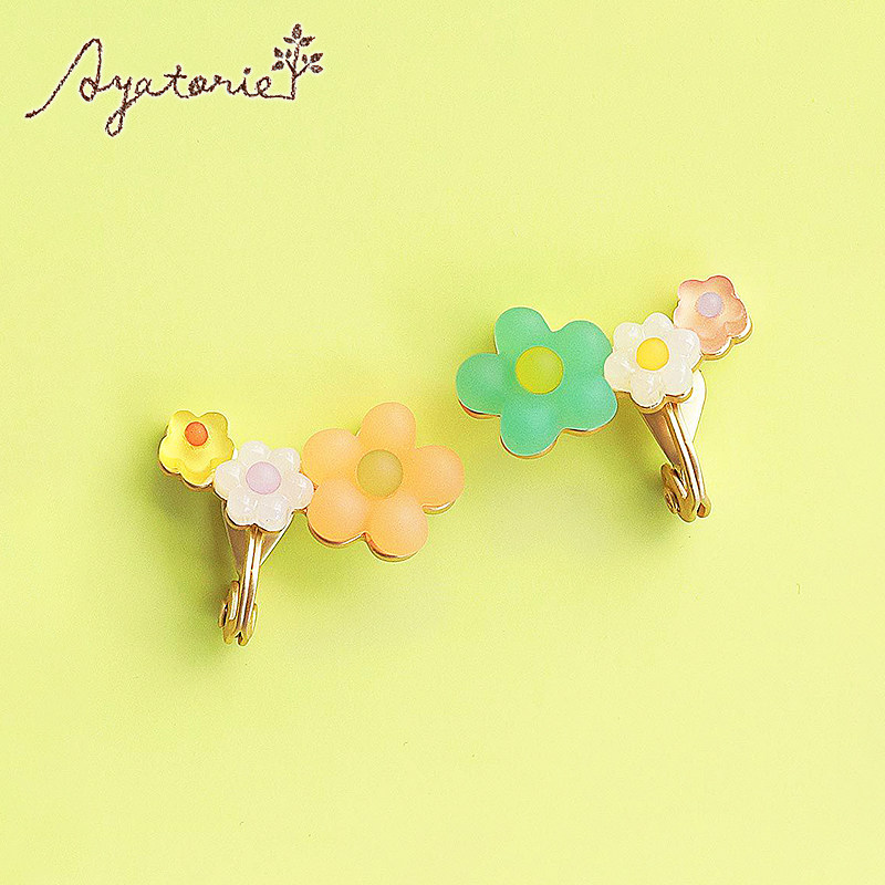 Ayatorie 原创硬糖花花耳夹日系气质甜美耳饰小众礼物送女友闺蜜