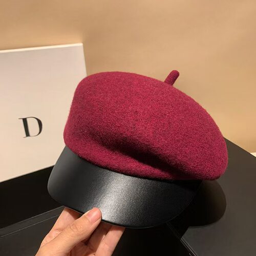 红色帽子女款保暖百搭马术帽