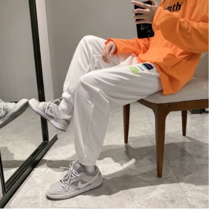 Spring and summer new sportswear loose legged straight string logo fashion leisure Harlem pants fashion