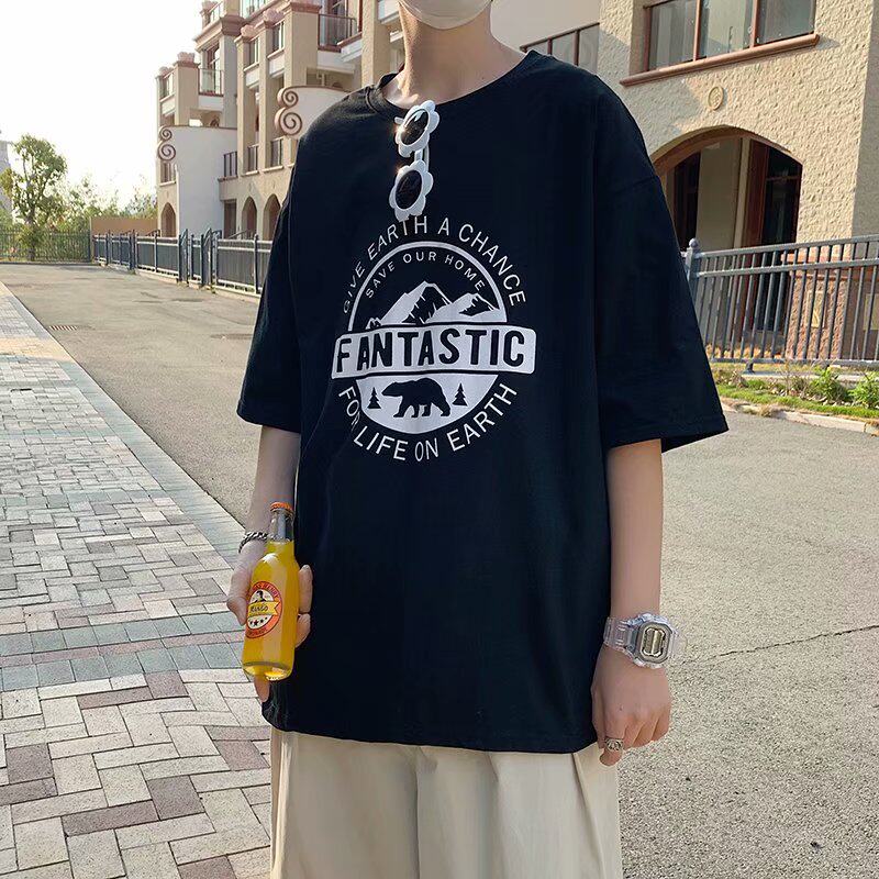 韓國夏季情侶短袖恤復古字母印花寬鬆學生男女上衣潮