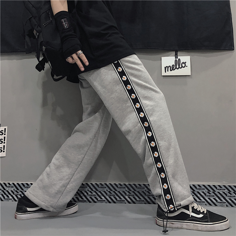 Harajuku style autumn Korean Fashion Net Red Daisy logo versatile simple casual pants