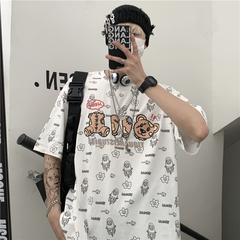 Fashion brand funny bear full print short sleeve T-shirt for men and women