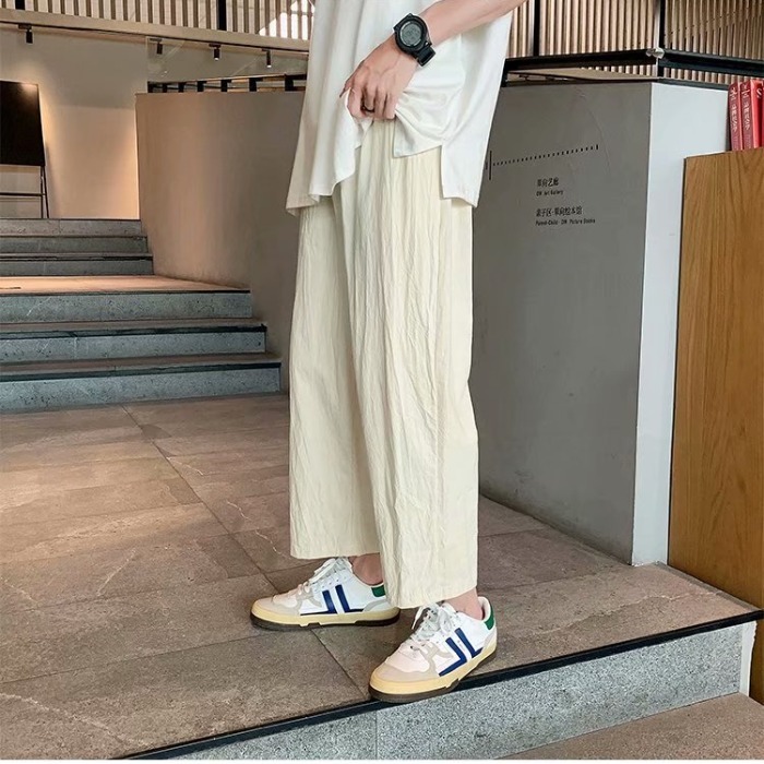 Ice thin cropped pants summer elastic waist casual pants high waist cropped Harem Pants radish pants