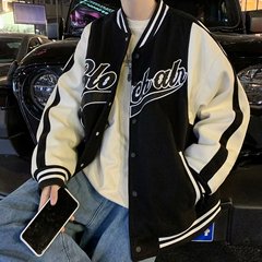 Spring and autumn Hong Kong Style Street color contrast embroidery Baseball Jacket cotton padded jacket hip hop high street jacket men