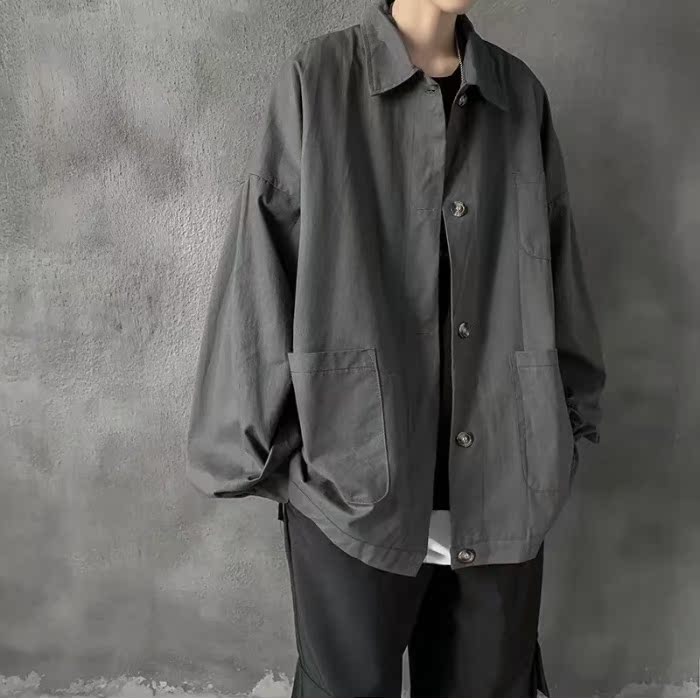 Spring and autumn coat fashion simple big pocket lazy style student versatile frock coat