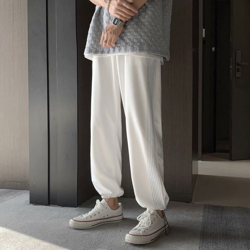 Sportswear straight leg wide leg pants men's loose lacing sportswear with long pants style