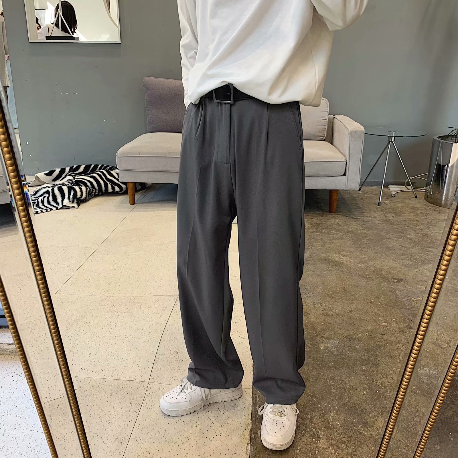 Casual men's trousers fashion trend cotton tide brand temperament handsome Hong Kong style new Capris
