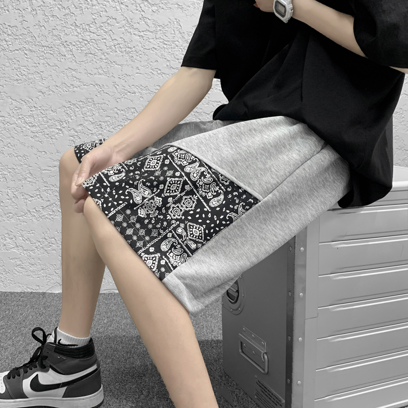 Cashew flower stitching shorts men's summer new slacks