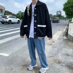 Spring loose tooling jacket Hong Kong Fashion Butterfly Embroidery lapel jacket student class uniform