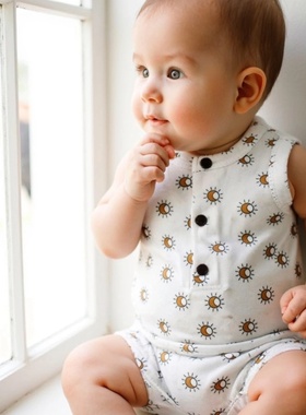 Finn+Emma小太阳系列包屁衣短袖T恤连体衣睡衣爬服新生儿家居服