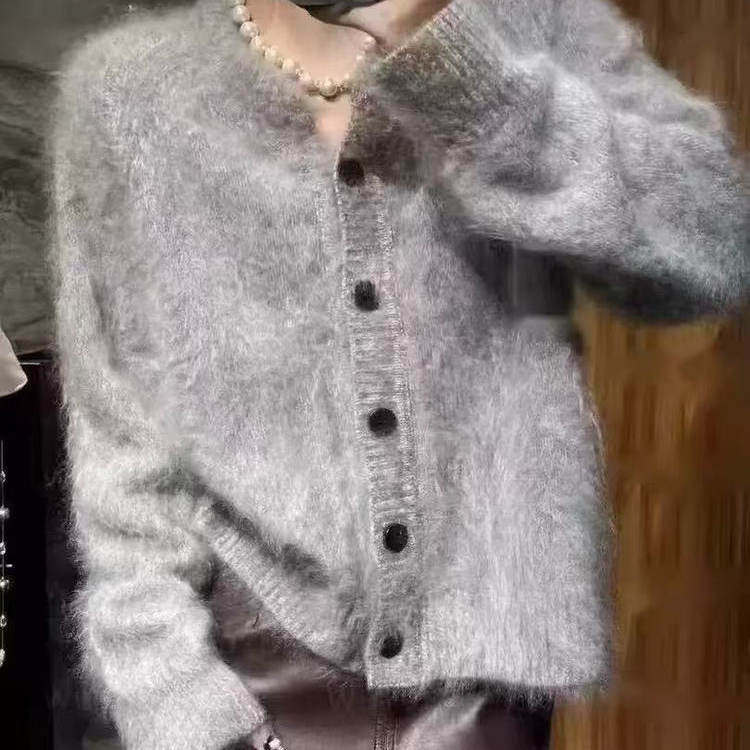溪诺家/皇室拉绒 康赛妮6股加厚羊绒衫100%山羊绒花纱外套开衫