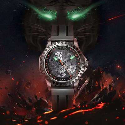 史尼嘉妙物宫廷联名款手表猩红战虎男士石英表
