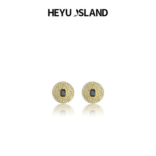 HEYUISLAND/黑鱼岛金色圆牌耳钉