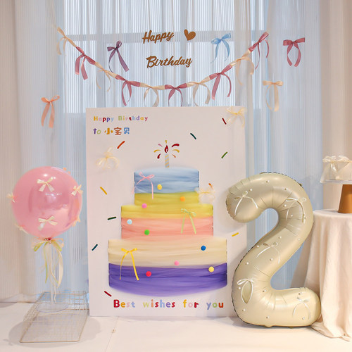 女孩生日网红韩系蛋糕网纱KT板