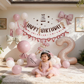 宝宝周岁生日布置场景装 饰女孩6岁7背景墙道具宝宝拍照4客厅party