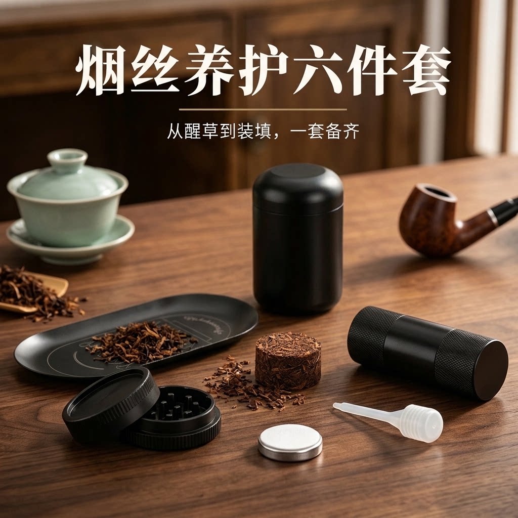 烟斗工具全套醒草盘研磨器保湿罐烟斗配件各种填草养护辅助套装