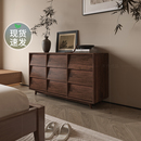 中古风实木斗柜收纳矮柜抽屉柜客厅餐边柜法式 复古九斗柜卧室置物