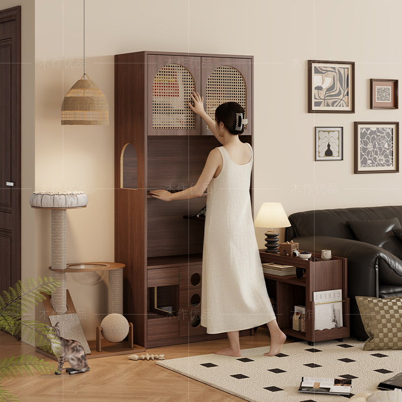 中古风猫窝置物柜宠物猫砂盆储物柜猫别墅猫厕所收纳一体柜防尘柜,住宅家具,其它柜类,淘宝优惠券,粉丝福利购,淘宝优惠卷