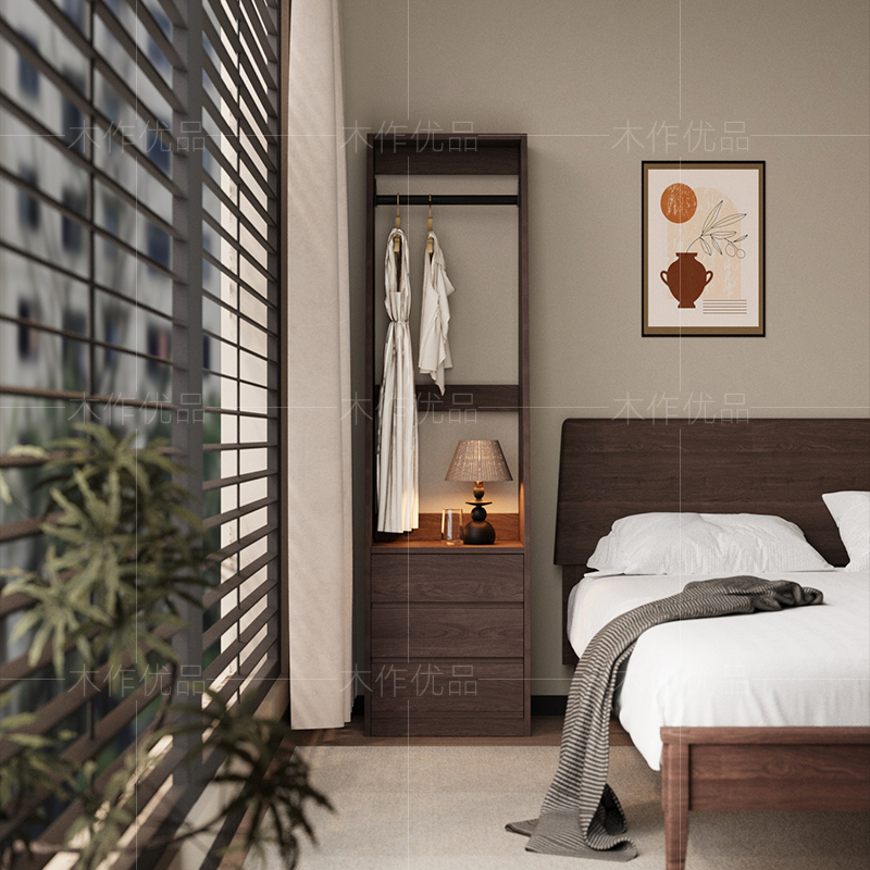 中古风床头柜衣帽架一体