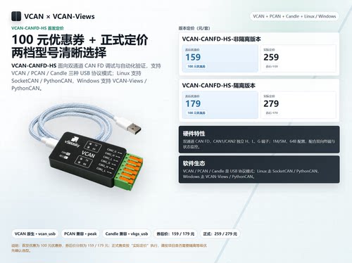 CANFD分析仪 USB转CANFD VCAN Peak PCAN Candle GSUSB 隔离