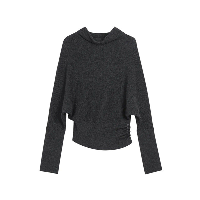 灰色不规则荡领羊绒长袖针织衫女秋冬穿搭修身毛衣可外穿内搭上衣,女装/女士精品,毛针织衫,淘宝优惠券,粉丝福利购,淘宝优惠卷