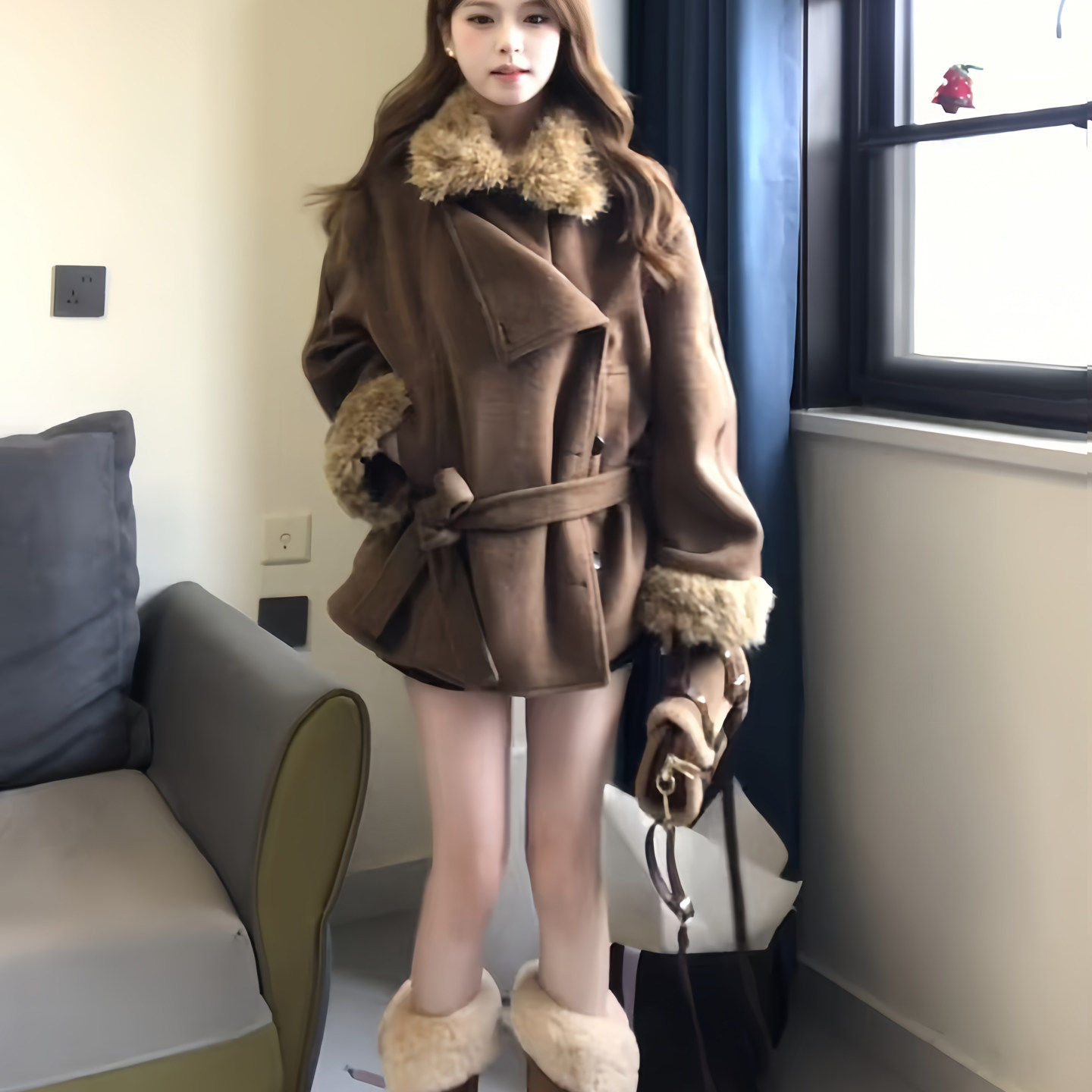 深冬毛袖毛领呢子大衣女2025新款毛呢外套独特超好看加厚韩系短款,女装/女士精品,毛呢外套,淘宝优惠券,粉丝福利购,淘宝优惠卷