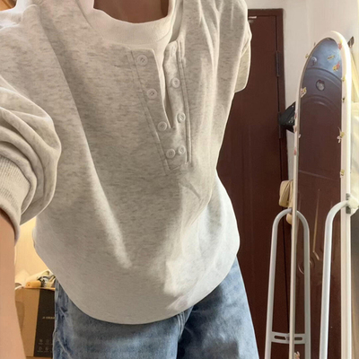 美式高质量加绒加厚假两件卫衣