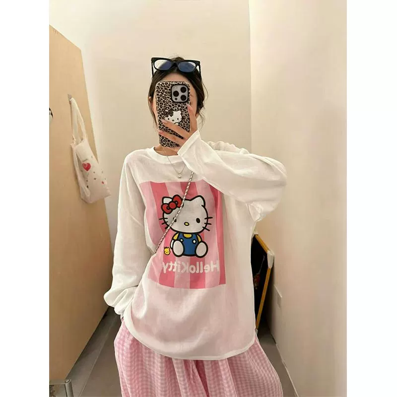 韩系可爱kitty印花长袖防晒衣