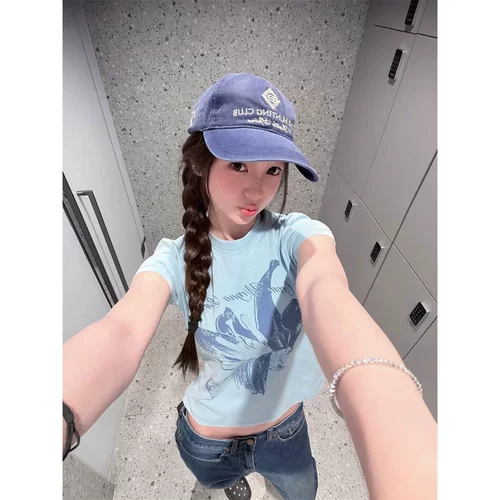 美式复古设计感修身小上衣女
