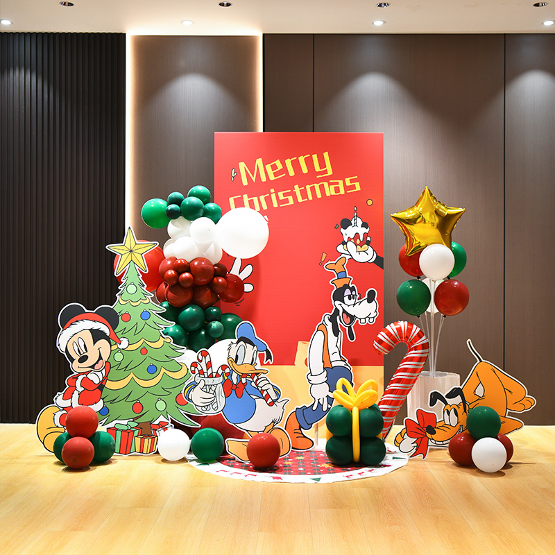 米奇圣诞夜派对布置商场门店室内外活动kt板背景拍照氛围场景装饰