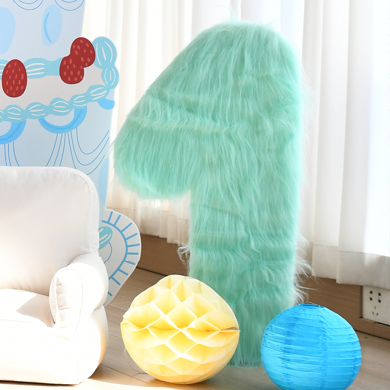 毛绒数字kt板儿童生日场景氛围装饰布置女孩周岁户外拍照道具男孩