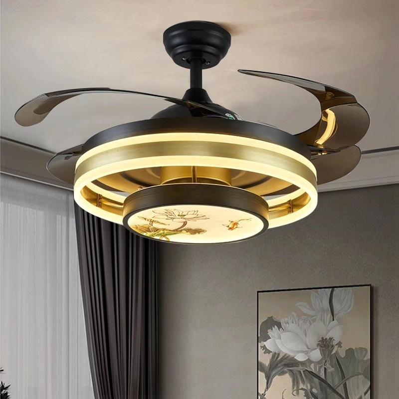 新中式隐形风扇灯客厅餐厅卧室吊