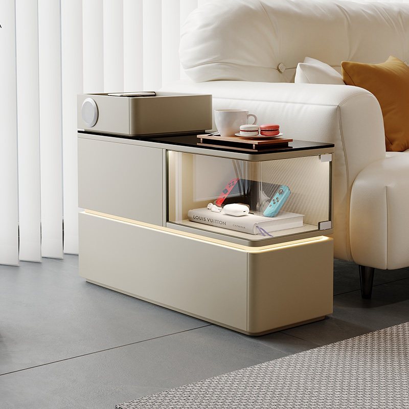 现代轻奢沙发边几侧边柜高级感多功能带无线充2025年新款小型茶几
