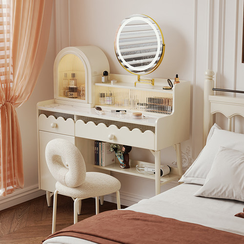 法式实木梳妆台收纳柜一体