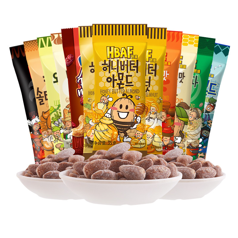 hbaf芭蜂蜂蜜黄油腰果混合每日坚果巴旦木杏仁干果休闲春游小零食