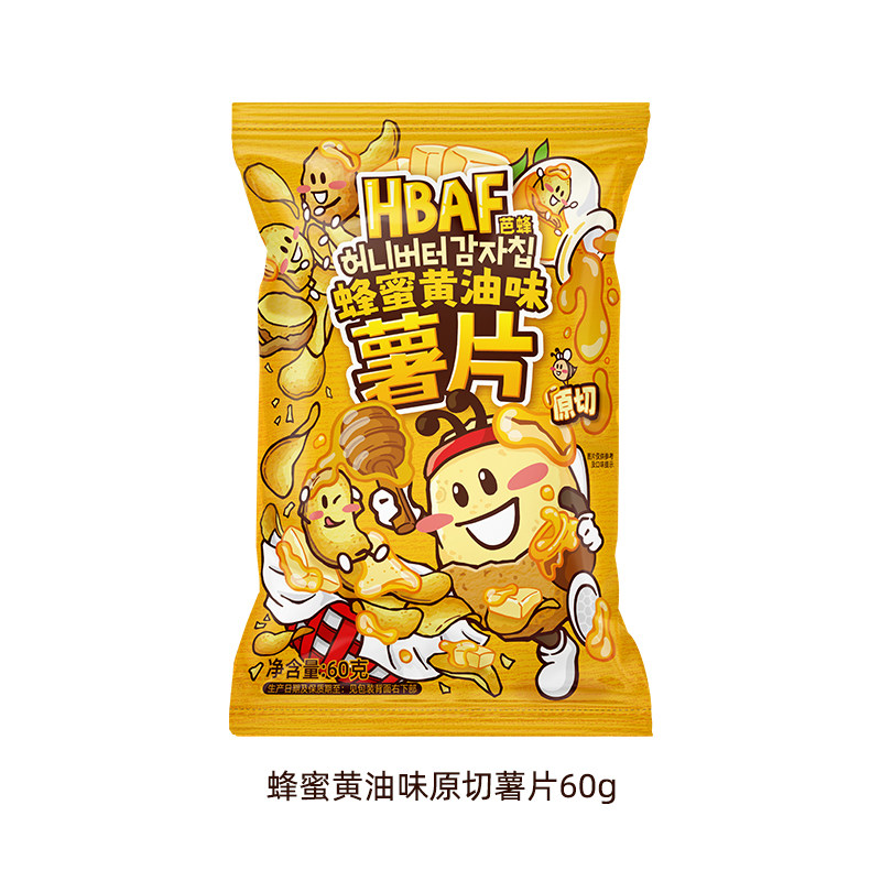hbaf芭蜂蜜黄油味薯片膨化零食原切土豆片办公室休闲薄脆60g