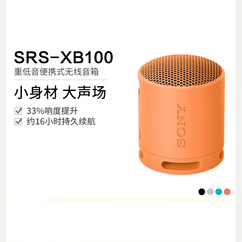 Sony/索尼 SRS-XB100 防水防尘重低音便携蓝牙音箱