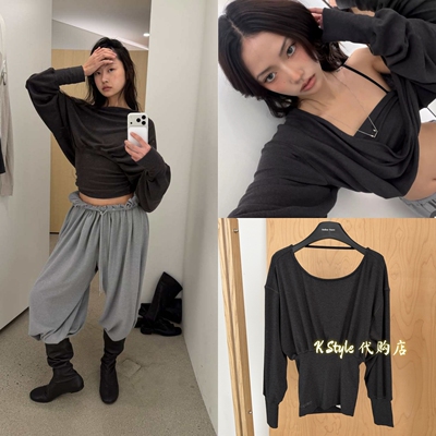 国内现货 cerric 26新款设计感不规则剪裁露背多穿长袖T恤女